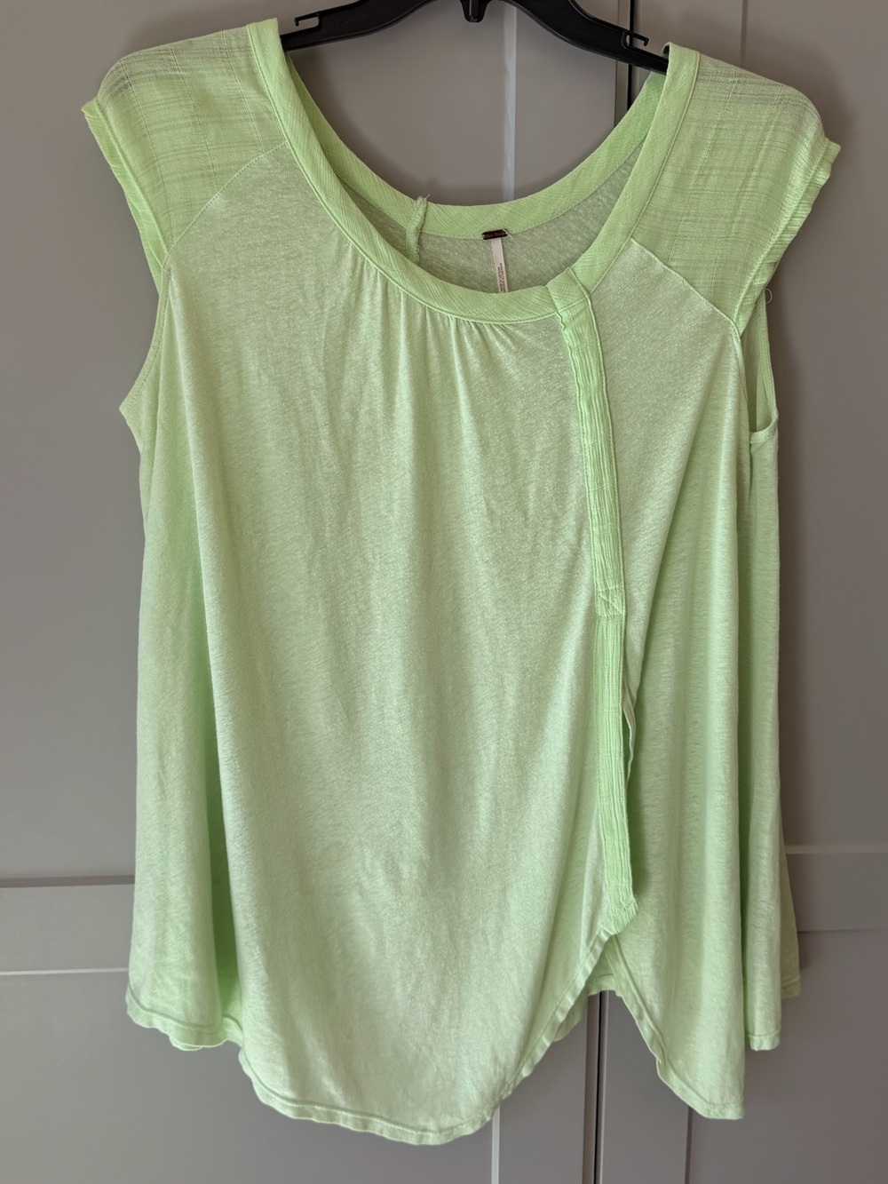 Free People Lime Green Asymmetrical Oversized Tunic Top Boho XS